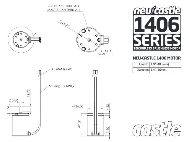 CC-010-0115-03: Brushless-Combo Castle Creations Sidewinder 3 + BL Motor 1406 (6900kV) CC-010-0115-03